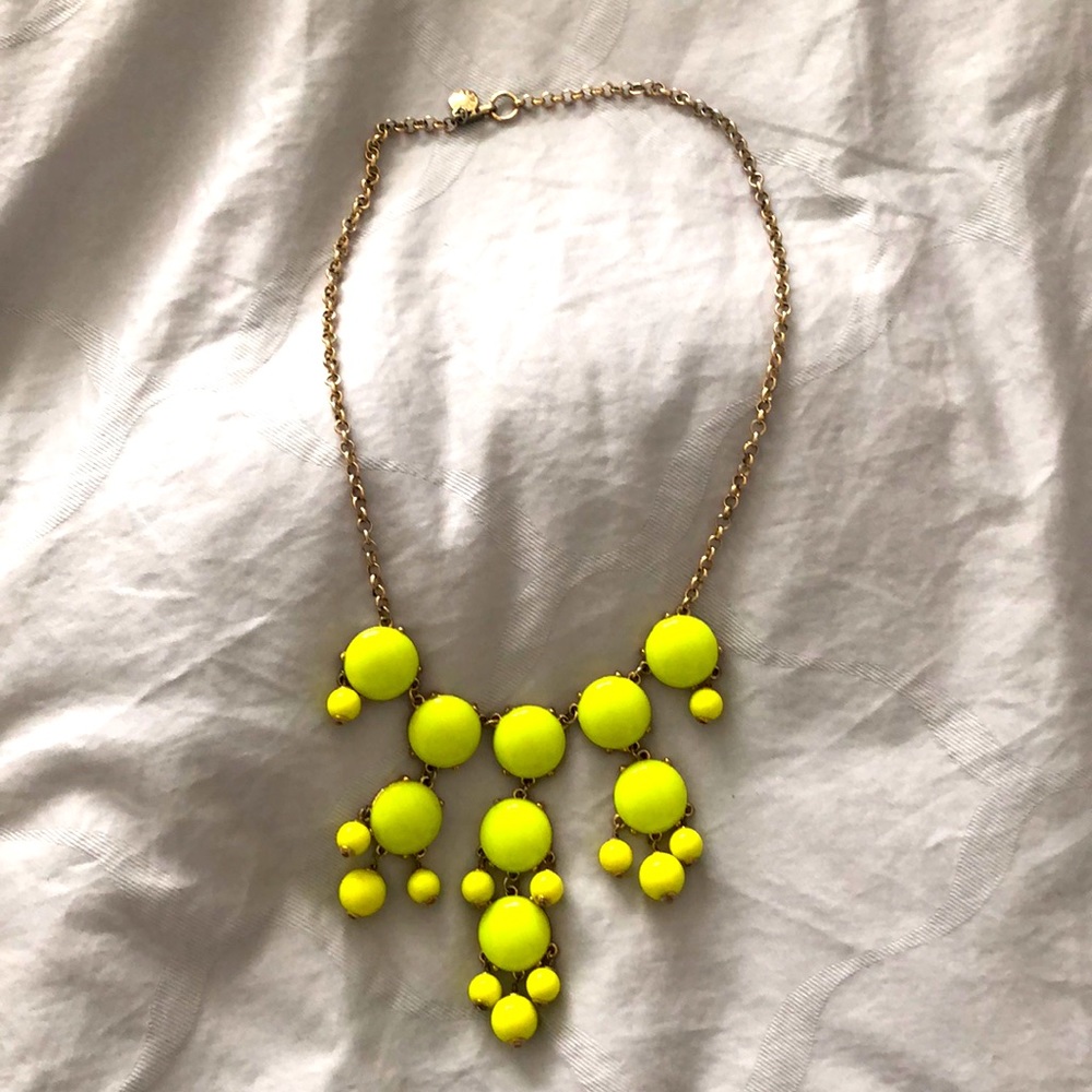 J. Crew gold/neon green bubble necklace.